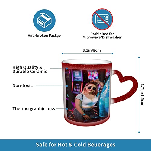 Naispanda Herz Zaubertasse mit Foto Name Text Bedrucken Lassen Magic Mug Personalisieren Fototasse Zauberbecher Selbst Gestalten Tasse Personalisiert Zaubertasse Bedruckt mit Foto Kaffeebecher Rot