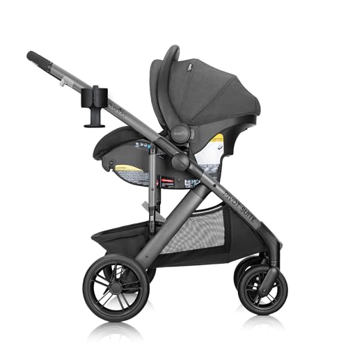 Image of Evenflo Pivot Suite Modular Travel System with LiteMax Infant Car Seat, Devon Gray