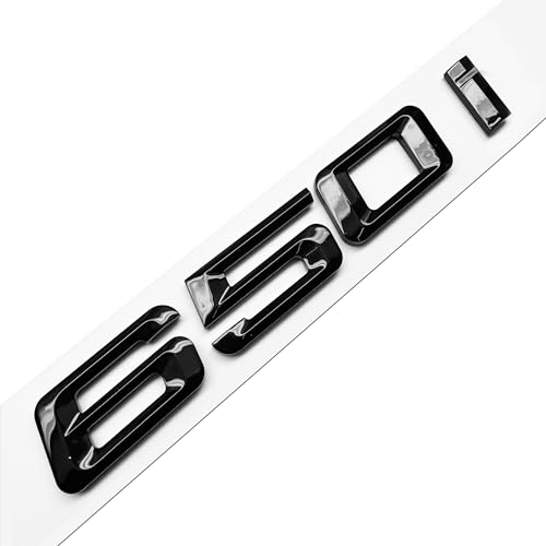 650i Rear Gloss Black 3D Trunk Lid Car Badge Emblem Decal Number Letter for BMW 6 Series with Adhesive Backing