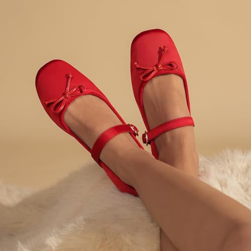 Image of Theater Dorothy Casual Ballet Flats for Women | Stylish Mary Jane Ballerina with Bow Detail | Lightweight Comfortable Footwear with Cushioned Insole