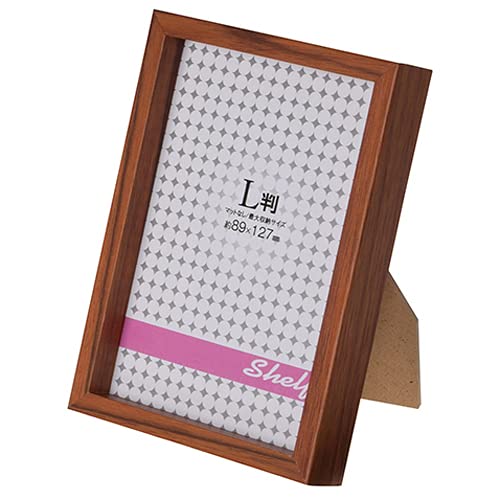 エツミ フォトフレーム Shelf-シェルフ- 2L/ポストカード PS ブラウン VE-5586