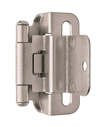 Image of Amerock 1 Pair 3 /8 inch Inset Satin Nickel Self-Closing Wrap Hinge