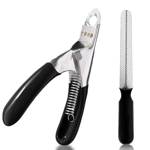 Paioxerty Dog Nail Clippers | Dog Nail Trimmer with Nail File and Safety Guard for Large Breed Dog | Injury-Free Grooming Tool for Pets (Black)