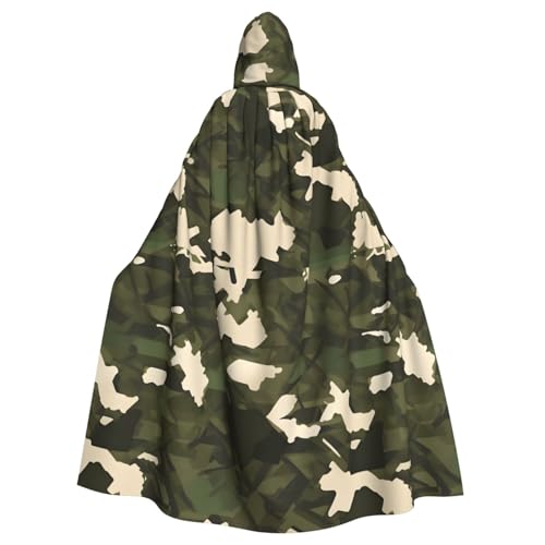 Longue veste à capuche motif camouflage militaire cape de fête adulte homme femme