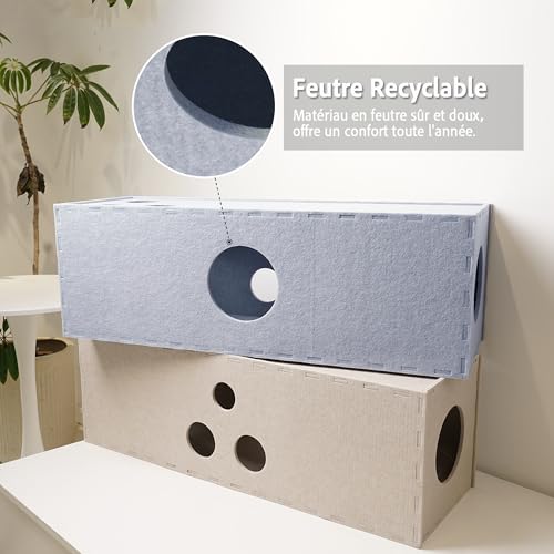 Tunnel pour chat en feutre avec trou interactif cachette originale - 4