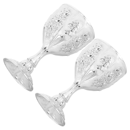 Toyvian 2 Piezas Cáliz de Vino Vintage de Metal Plateado Diseño Medieval Resistente para Cócteles y Licor de Copas Decorativas para Boda y Decoración del Hogar