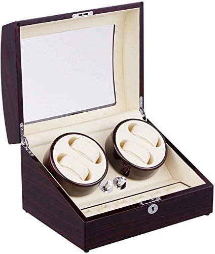 Caja para enrollar relojes de madera con 4 rotores y 6 espacios premium 3