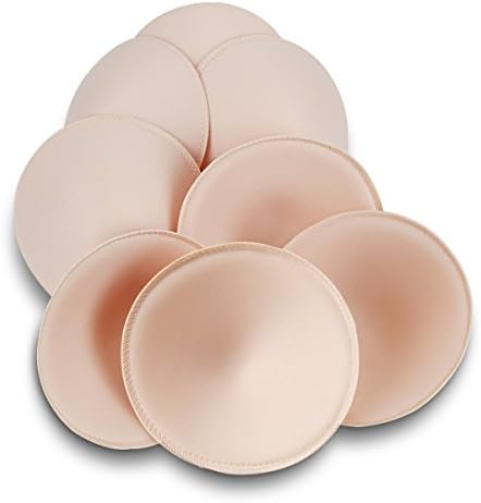 SERMICLE Bra Inserts 4 Pairs, Bra Pads Sewed Stitched Removable for Sports Bra B/C,C/D & D/E Cup Optional (Beige Round, B/C Cup)