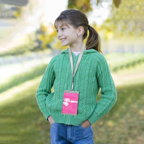 Graffiti Pink Lace Bow Wallet, Canvas Tri-fold Wallet, with 2 Lanyards, for Boys and Girls 6