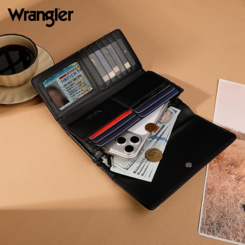 X Wrangler Wallet Women RFID Blocking Large Capacity Floral Trifold Wallets — view 2