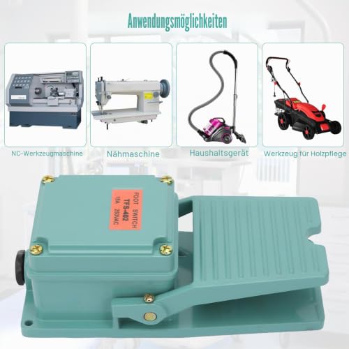 GAESHOW Industrielle Fußschalter, AC 250V 15A Metall Fußpedal Schalter, Rutschfester Fußpedalregler Aluminiumlegierung, Momentan Trittbrett Rutschfester, IP62 Fußschalter für Instrument (TFS-402)