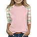 12 Month Girl Clothes 3/4 Length Sleeve Crewneck Striped Shirts Flowy Elbow Sleeve Tops Curved Hem Fall Winter Kids Blouses Beige-120