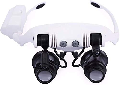 asdchZen Magnifying Glass Hd Hands Free Headband Magnifier With Led Light -10X To 25X Zoom With 4 Detachable Lenses-Head Mounted Head Magnifying Glasses With Light For Reading,Jewelry