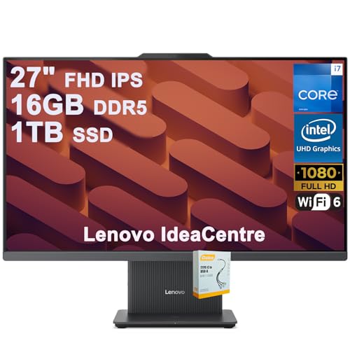 Image of Lenovo IdeaCentre AIO Desktop | 27 inch FHD IPS Touchscreen (99% sRGB) | Intel 10-core i7-13620H (>Ultra 9 185H) | 16GB DDR5 1TB SSD | Type-C Harman Speaker Wi-Fi6 5MP Camera Win11 w /DLCA Accessory