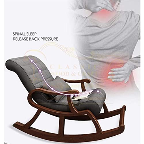 Image of CLASSIC WOOD & CRAFT Wooden Rocking Chair with Sheesham Wood, Rolling and Easy Seating (Model-OW-19)