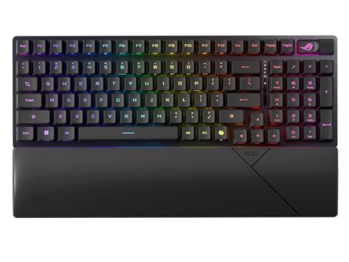 ASUS ROG Strix Scope II 96 RX Wireless Optical Gaming Keyboard - 96% Full-Size, Tri-Mode Connectivity, Pre-lubed ROG RX Red Linear Switches ABS Keycaps, RGB, PC/Mac Support - Black