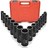 NEIKO 02474A 1/2 Impact Socket Set, 15 Piece Metric Socket Set 10-24 mm, Deep Sockets, 6 Point, 1/2 Drive Sockets for 1/2 Impact Wrench, Chrome Vanadium Cr-V