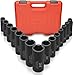 Neiko 02474A 1/2" Drive Deep Impact Socket Set, 15 Piece | 6 Point Metric Sizes (10-24 mm) | Cr-V Steel