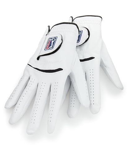 PGA Tour Men's Two Pack Men's Leather Glove - Right, Bright White, Small