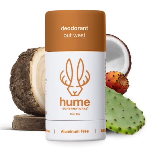 Hume Supernatural Natural Deodorant Aluminum Free for Women & Men, Natural Ingredients, Probiotic, Plant Based, Baking Soda Free, Aloe, & Cactus Flower, Anti Sweat, Stain & Odor - Outwest (Out West - 1 pack)