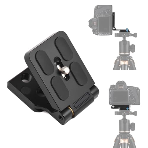 Andoer Quick Release Plate Folding L Shape Camera L Bracket Horizontal Vertical Switching Aluminum Alloy with 1/4" Screw for Canon Nikon Sony DSLR Camera