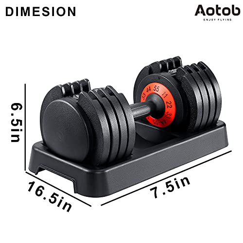 Aotob 55 Lbs (Pair) Adjustable Dumbbell Set, Dumbbells Adjustable Weight With Anti-Slip Fast Adjust Turning Handle, Dumbbell Sets Adjustable For Men And Women, Dumbbells Pair For Home Gym Exercise #TOP6