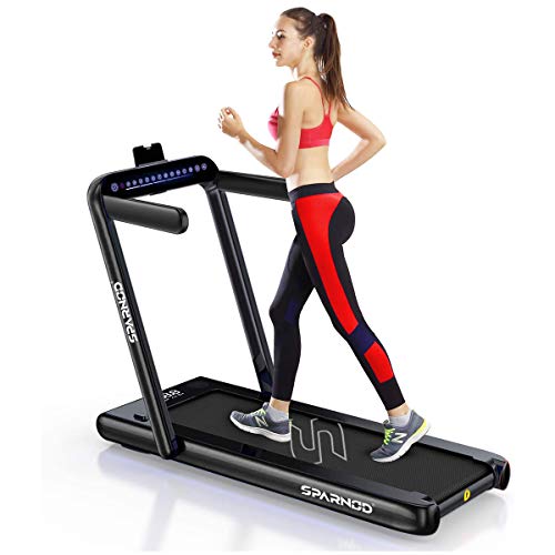 Image of Sparnod Fitness STH-3030 (4 HP Peak) 2 in 1 Foldable Treadmill for Home and Under Desk Walking Pad-Slim Enough to be stored Under Bed (Black)