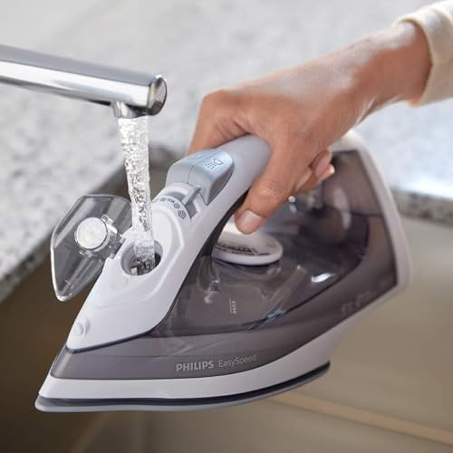 Bild 4 - Philips EasySpeed Dampfbügeleisen, Einfach und effektiv, 4 Dampfeinstellungen, 2000 W, Keramik-Bügelsohle, 220ml Wassertank, grau (GC1751/80)
