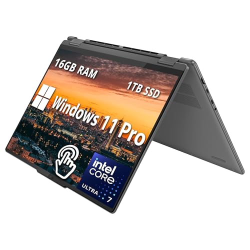 Image of Lenovo Yoga 7i 2-in-1 16" 2K Touchscreen Laptop, Intel Ultra 7 155U, 16GB LPDDR5X, 1TB SSD, Backlit Keyboard, Fingerprint Reader, WiFi 6E, Win 11 Pro, Grey (Renewed)