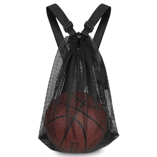 Mordx 1pcs Basketball Bag 15 * 20 inch Sports Single Ball Bag Drawstring Mesh Backpack, for Carrying Soccer Volleyball Baseball football Carrier Single Outdoor Sports Equipment