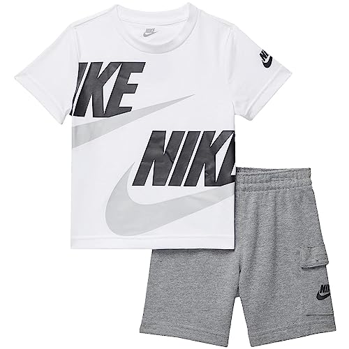 Nike Baby Boy's Sportswear T-Shirt and Cargo Shorts Set (Toddler) Carbon Heather 3 Toddler