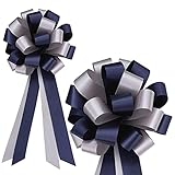 GiftWrap Etc. Los arcos decorativos y jalar 8" amplio conjunto de 6 cintas de boda de Navidad Hanukkah Tamaño libre Armada de plata