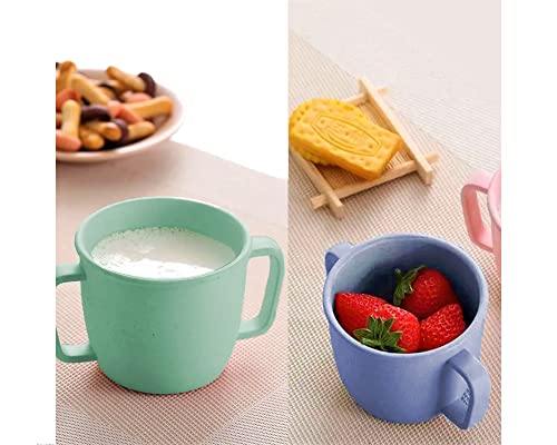 Itoktok 4Pcs Toddler Cup Double Handle Toddler Cups Bamboo (2Green/2Blue) #TOP2