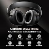 UGREEN HiTune Max5c Wireless Headphones Hybrid Active Noise Cancelling Bluetooth 5.4 ANC Over Ear Earphone,Hi-Res LDAC & Spatial Audio,Clear Call with Mic,EQ & App,75H Playtime,Dual Connection(Black) - Image 2