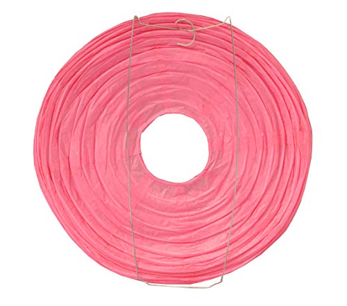Image of Mudra Crafts 12 Inch Round Chinese Hot Pink Paper Lanterns Hanging Decor | 10 PCs, Reusable, Indoor Outdoor Decorative Lamp Shade, for Ceiling, Wedding, Shower, Party, Festival, Home Decoration