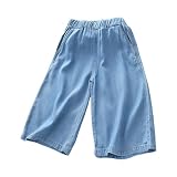 Generisch 2026 Mädchenhose Weites Bein Stretch-Denim Lockere Passform Alltagskleidung Outdoor Bequem Elastische Trendige Mädchenhosen Leichte -Jeans (Blue1, 4-5 Years)