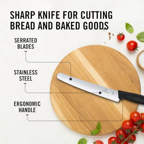 Victorinox Swiss Classic, Pastry Knife, Extra Sharp Blade, Wavy Edge, 22 cm, Stainless Steel, Black - Image 4