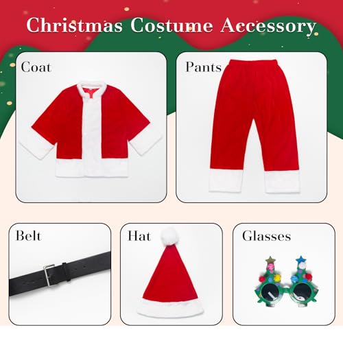 Disfraz completo de Santa niño rojo para 7-8 años miniatura 6