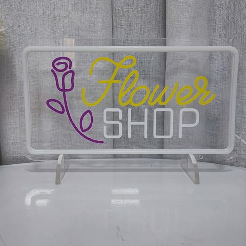 Image of Flower Shop Neon Sign for Wall Decor,Led Neon Lights for Bedroom Wall Art Decor Usb Powered 35 * 19cm Man Cave Flower Shop Birthday Party Decor,SIGNVIA