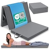 ELONEO Matelas Pliant pour 1 Personne, 75x200 cm, épaisseur : 8 cm, idéal comme lit d’appoint ou Matelas de Voyage, Facile à Plier, utilisable comme lit d’appoint ou Cube d’Assise, Lavable, Gris