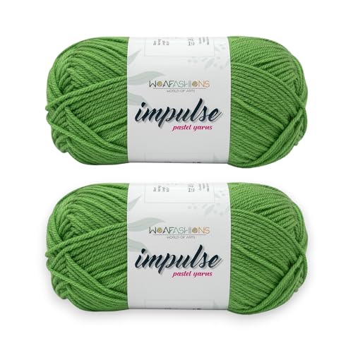 Image of WOAFashions Impulse Hand Knitting & Crochet Yarn, Premium Acrylic, 4 : Medium (Pear Green) (2x100gms / 3.5oz / 200mtr / 218yds)
