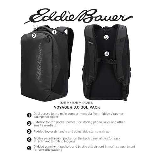 Eddie Bauer Voyager 3.0 30L Backpack with Dual Access Main Compartment and Back Panel Pockets for Both Laptop and Tablet2