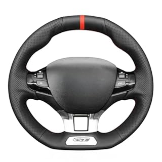 MEWANT Car Steering Wheel Covers for Peugeot 208 (GTi/GT Line) / 308 (GT/GTi/GT Line) / 308 SW (GT/GT Line) / 2008 (GT Line) Microfiber Leather Car Steering Wheel Wrap