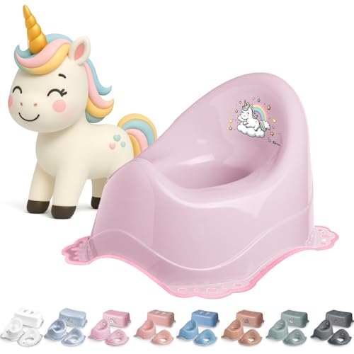 DOCARI Baby Töpfchen für Kinder ab 1 Jahr bis 3 Jahre Einhorn pink - Ergonomische Kindertoilette: kinderfreundlich, leicht & tragbar - Kinder Töpfchen Toilettentrainer - Abhaltetöpfchen Baby