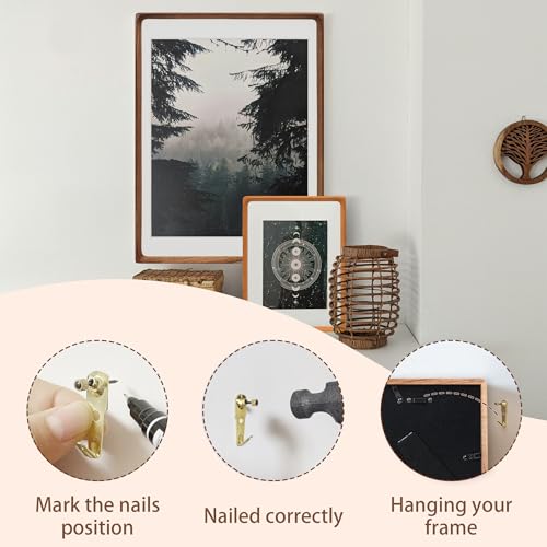 Image of 18x24 Picture Frame with Mat for 16x20, USA-Sourced Natural Walnut Wood Handcrafted Rounded Corner with Plexiglass, Vertical or Horizontal Display Photo Gallery Poster Wall Mounting Frame