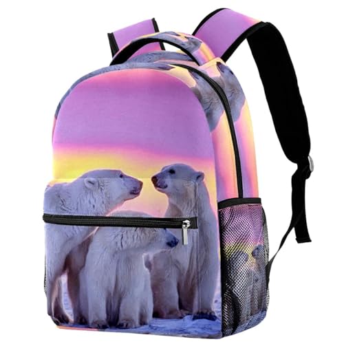 Sac à dos d'école ours polaire multicolore 29.4x20x40cm pour adolescents