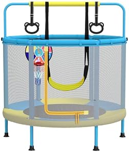 PILIN Kindertrampolin 140cm 4in1 bis 100kg, Indoor Garten Kinder 3–8 Jahre
