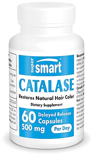 Supersmart - Catalase 500Mg Per Day (12500 Catu) - Natural Enzyme - Anti Gray Hair Supplement - Dna Protect & Anti Aging | Non-Gmo & Gluten Free - 60 Delayed Release Capsules #TOP13