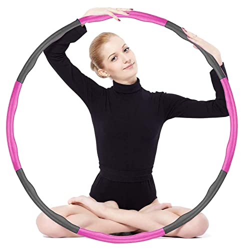 YENOCK Cerceau de fitness Hoop pour adultes et enfants pour perdre du poids et masser, 8 segments amovibles, pour fitness, sport, maison, bureau, ventre