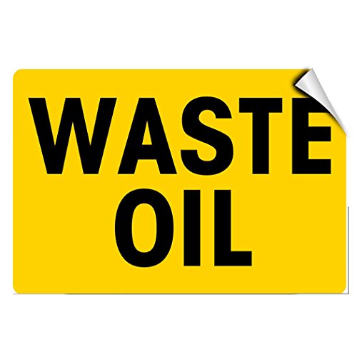Waste Oil with Yellow Background Hazard Waste Label Decal Sticker Sticks to Any Surface